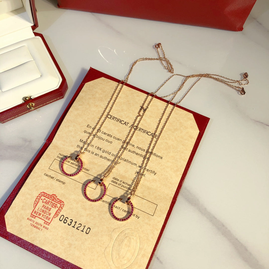 [Perla Lux]JUSTE NECKLACE GOLD RED DIAMONDS