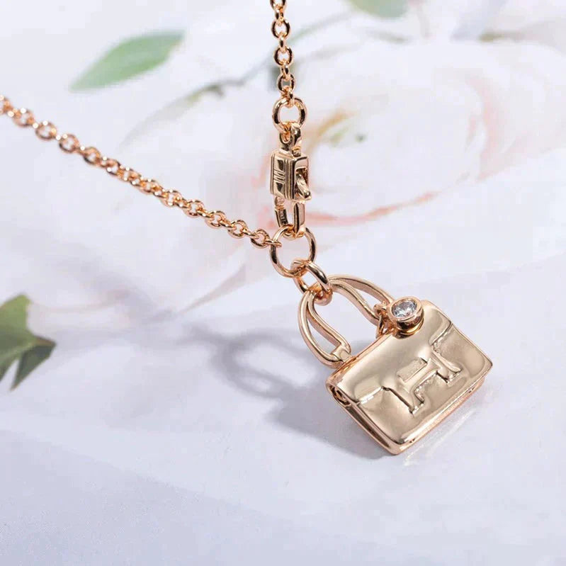 [Perla Lux]AMULETTE PEDANT ROSE GOLD NECKLACE