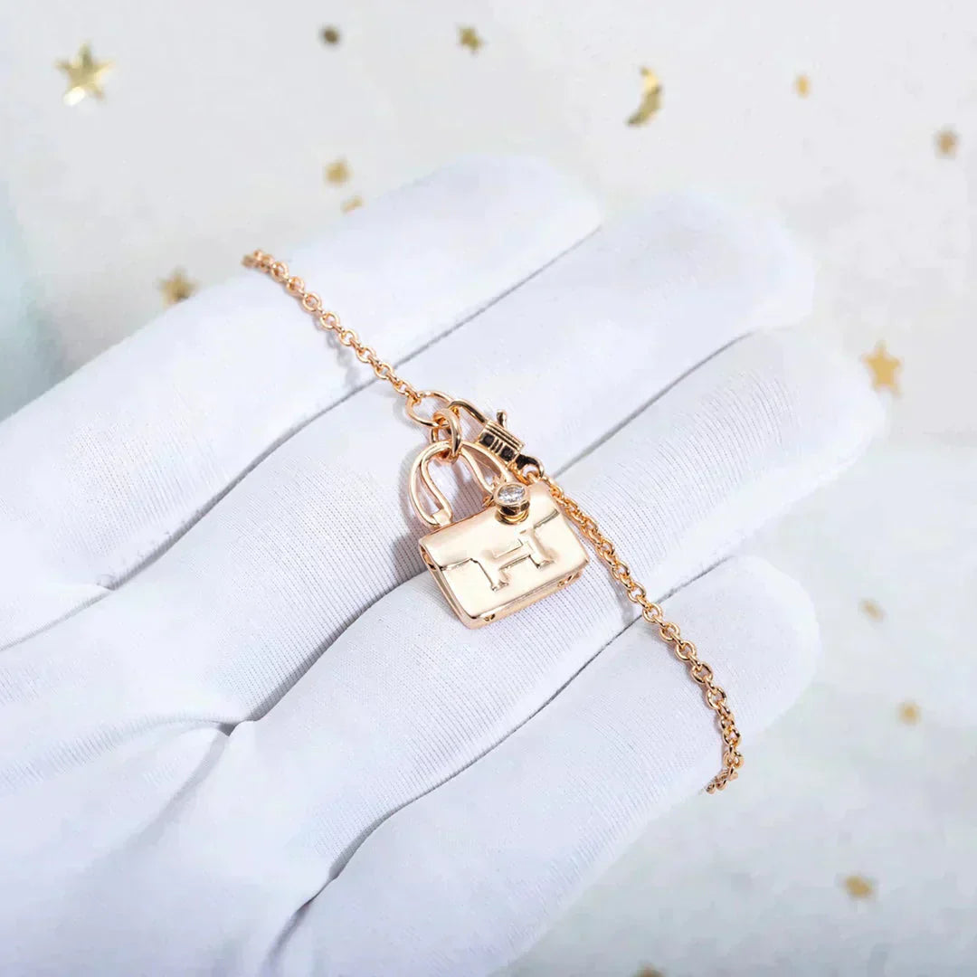 [Perla Lux]AMULETTE PEDANT ROSE GOLD NECKLACE