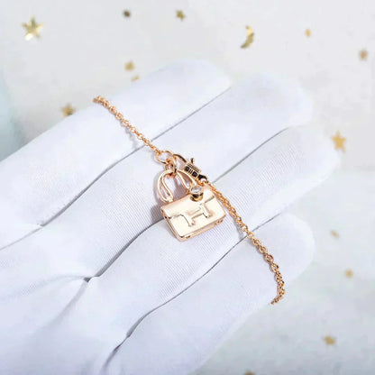 [Perla Lux]AMULETTE PEDANT ROSE GOLD NECKLACE