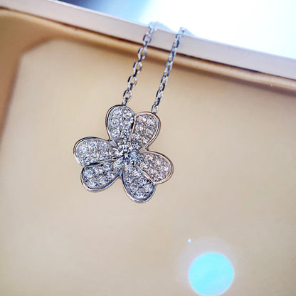 [Perla Lux]CLOVER DIAMOND NECKLACE SILVER
