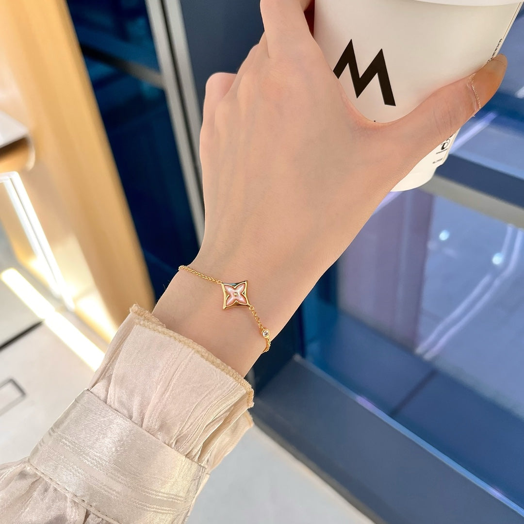 [Perla Lux]STAR 1 DIAMOND PINK GOLD BRACELET