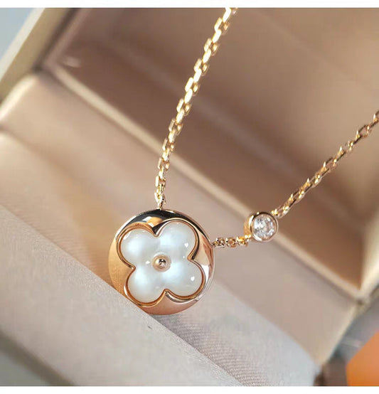 [Perla Lux]SUN MOP GOLD 1 DIAMOND NECKLACE