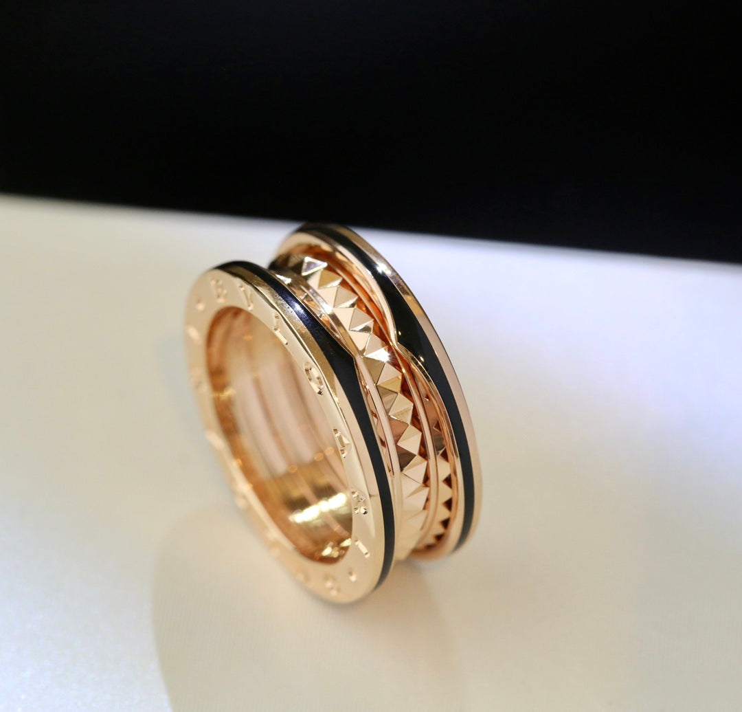 [Perla Lux]ZERO 1 PINK GOLD BLACK CERAMIC RING