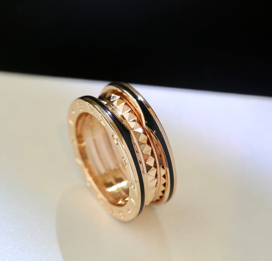 [Perla Lux]ZERO 1 PINK GOLD BLACK CERAMIC RING