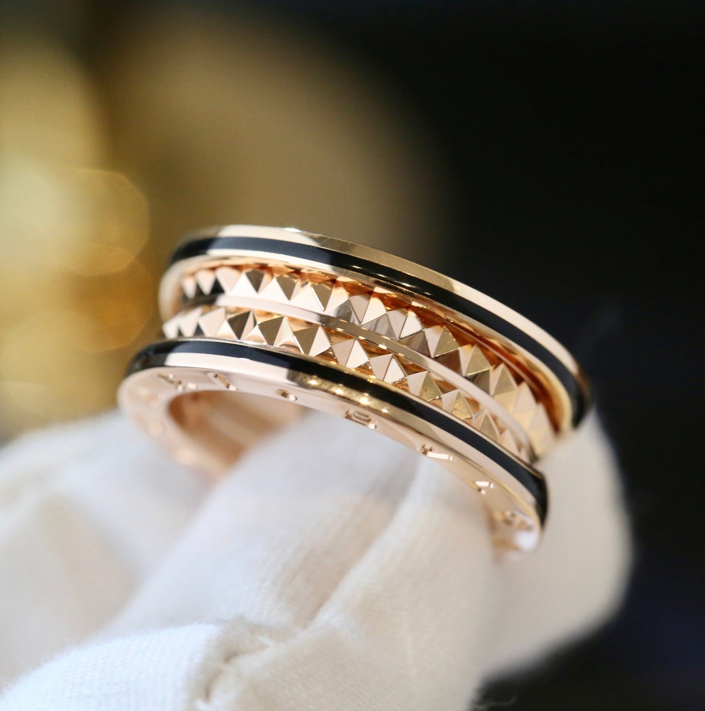 [Perla Lux]ZERO 1 PINK GOLD BLACK CERAMIC RING