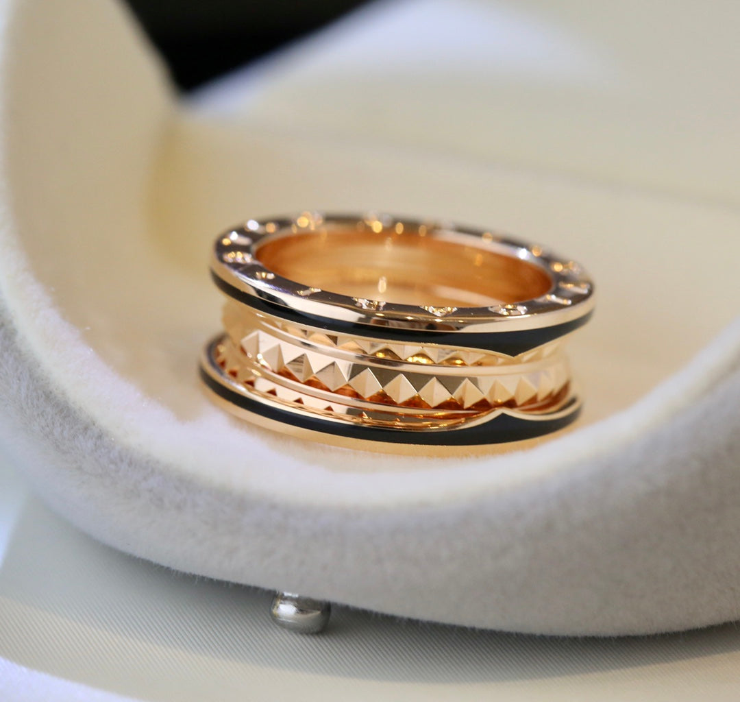[Perla Lux]ZERO 1 PINK GOLD BLACK CERAMIC RING