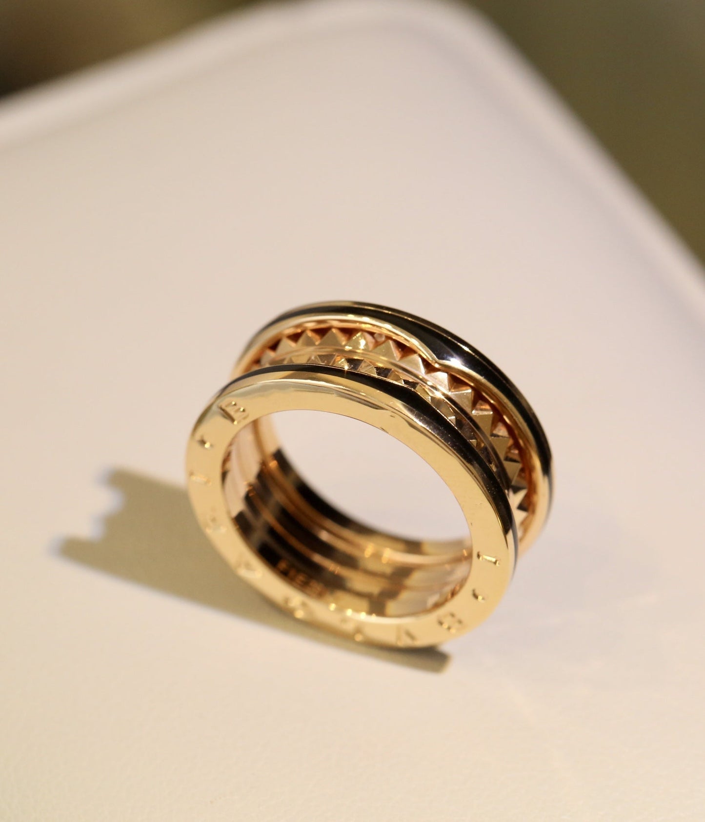 [Perla Lux]ZERO 1 PINK GOLD BLACK CERAMIC RING