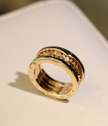 [Perla Lux]ZERO 1 PINK GOLD BLACK CERAMIC RING
