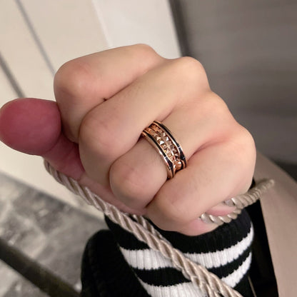 [Perla Lux]ZERO 1 PINK GOLD BLACK CERAMIC RING