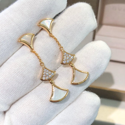[Perla Lux]DREAM EARRINGS 3 MOTIFS DIAMOND MOP PINK GOLD