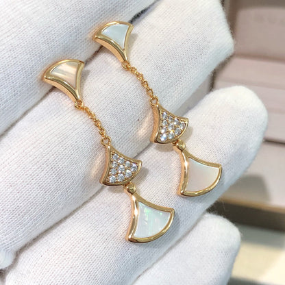 [Perla Lux]DREAM EARRINGS 3 MOTIFS DIAMOND MOP PINK GOLD