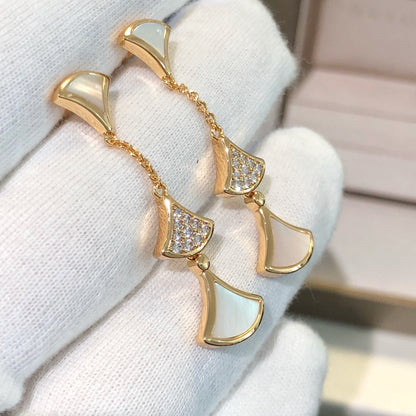 [Perla Lux]DREAM EARRINGS 3 MOTIFS DIAMOND MOP PINK GOLD