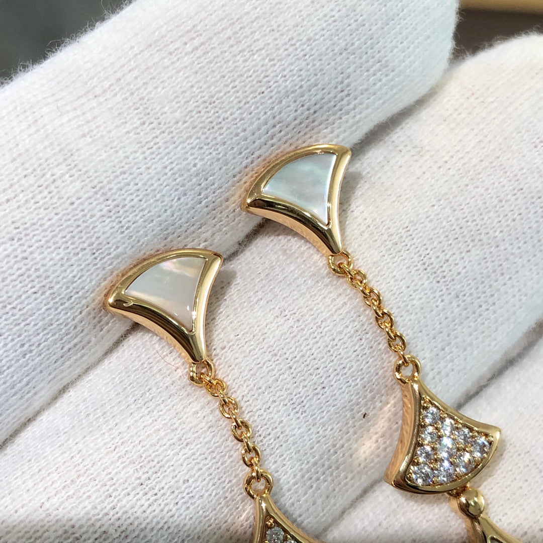 [Perla Lux]DREAM EARRINGS 3 MOTIFS DIAMOND MOP PINK GOLD