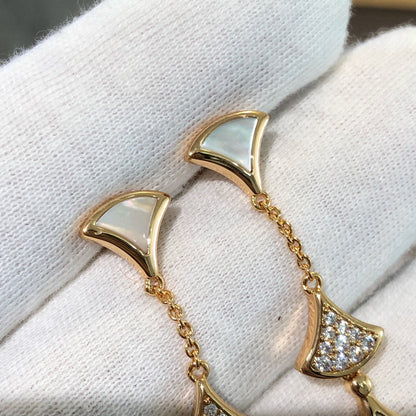[Perla Lux]DREAM EARRINGS 3 MOTIFS DIAMOND MOP PINK GOLD