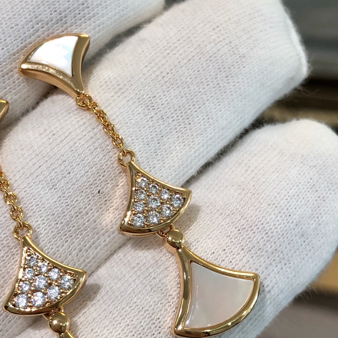 [Perla Lux]DREAM EARRINGS 3 MOTIFS DIAMOND MOP PINK GOLD