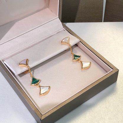 [Perla Lux]DREAM EARRINGS 3 MOTIFS MALACHITE MOP PINK GOLD