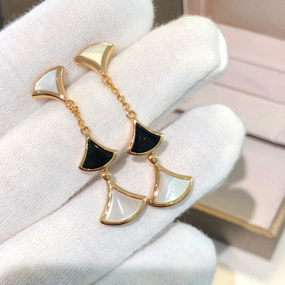 [Perla Lux]DREAM EARRINGS 3 MOTIFS ONYX MOP PINK GOLD