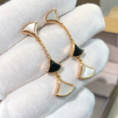 [Perla Lux]DREAM EARRINGS 3 MOTIFS ONYX MOP PINK GOLD