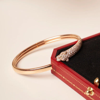 [Perla Lux]PANTHERE ROSE GOLD DIAMOND OPEN BRACELET