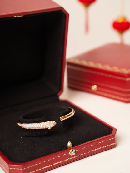 [Perla Lux]PANTHERE ROSE GOLD DIAMOND OPEN BRACELET