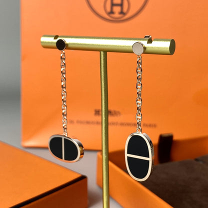 [Perla Lux]CHAINE VERSO BLACK CERAMIC EARRINGS
