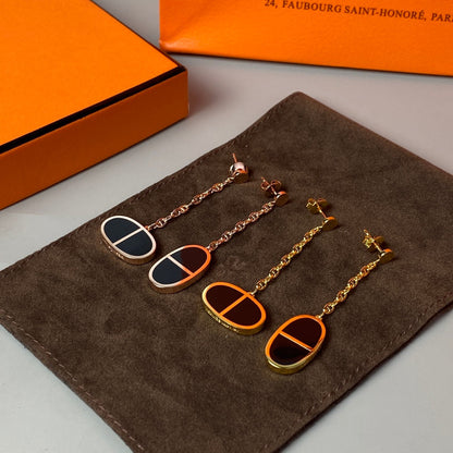 [Perla Lux]CHAINE VERSO BLACK CERAMIC EARRINGS