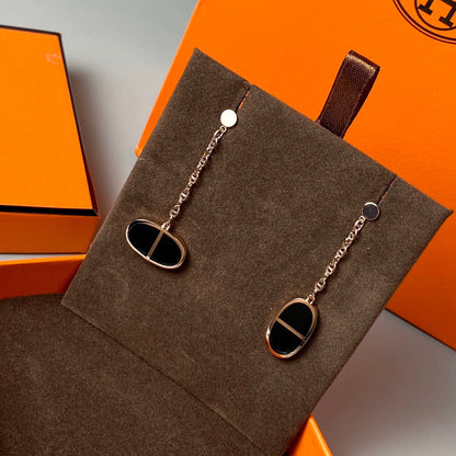 [Perla Lux]CHAINE VERSO BLACK CERAMIC EARRINGS
