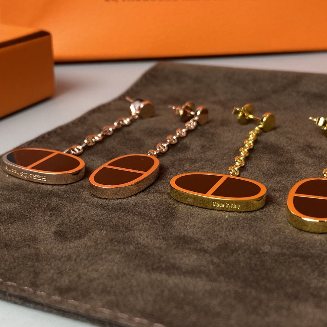 [Perla Lux]CHAINE VERSO BLACK CERAMIC EARRINGS