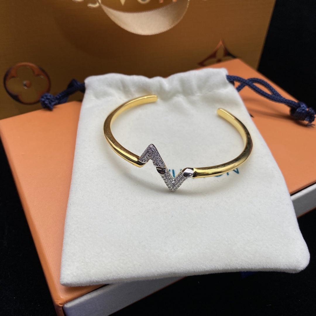 [Perla Lux]VOLTE UPSITE DOWN DIAMOND GOLD OPEN BRACELET