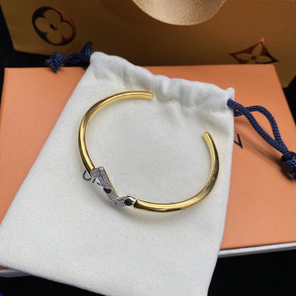 [Perla Lux]VOLTE UPSITE DOWN DIAMOND GOLD OPEN BRACELET