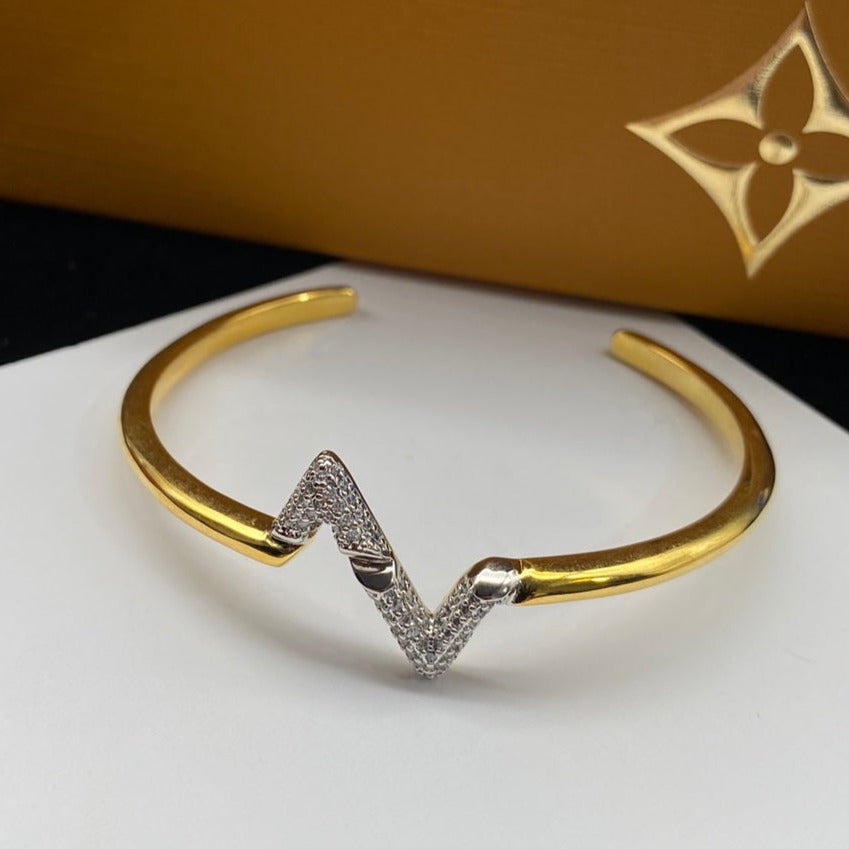 [Perla Lux]VOLTE UPSITE DOWN DIAMOND GOLD OPEN BRACELET