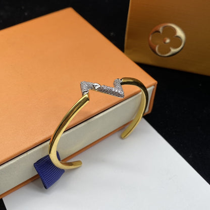 [Perla Lux]VOLTE UPSITE DOWN DIAMOND GOLD OPEN BRACELET