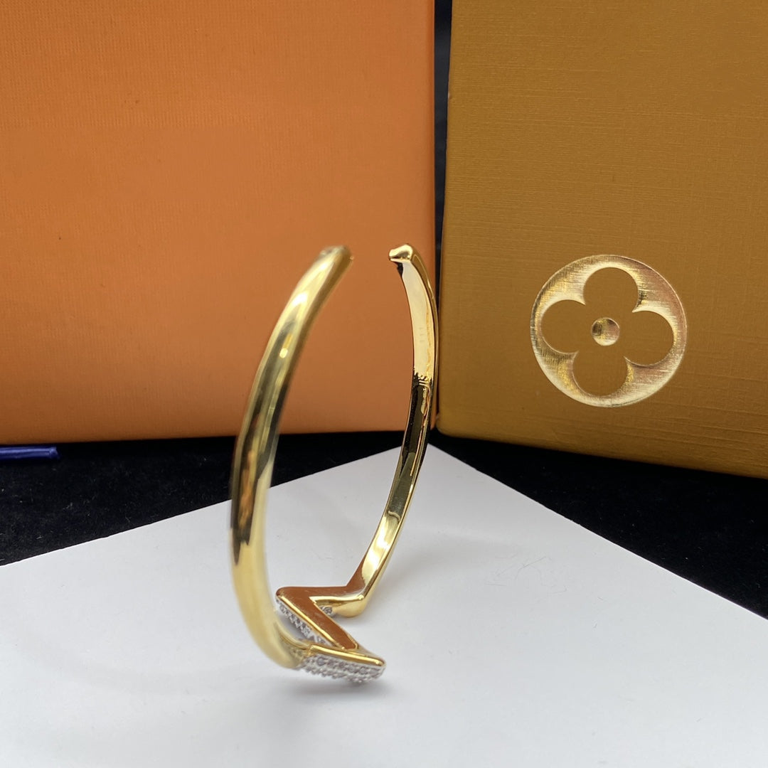 [Perla Lux]VOLTE UPSITE DOWN DIAMOND GOLD OPEN BRACELET