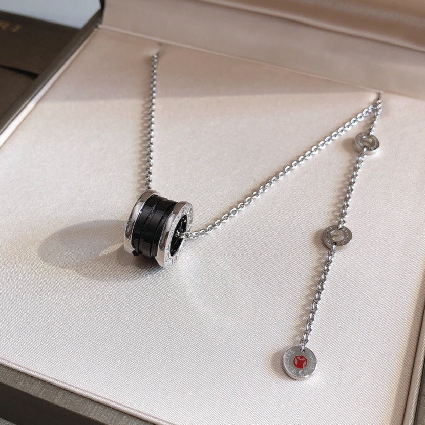 [Perla Lux]ZERO 1 BLACK CERAMIC SILVER NECKLACE