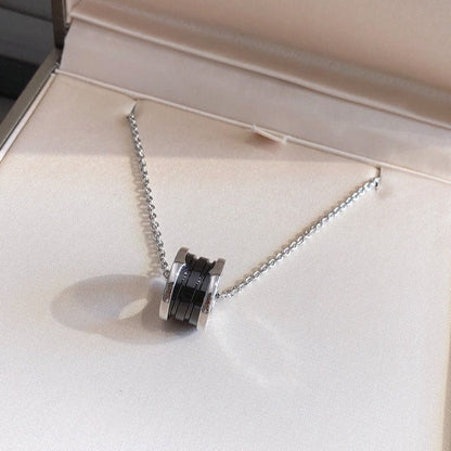 [Perla Lux]ZERO 1 BLACK CERAMIC SILVER NECKLACE