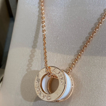 [Perla Lux]ZERO 1 WHITE CERAMIC PINK GOLD NECKLACE