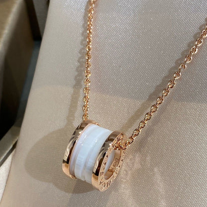 [Perla Lux]ZERO 1 WHITE CERAMIC PINK GOLD NECKLACE
