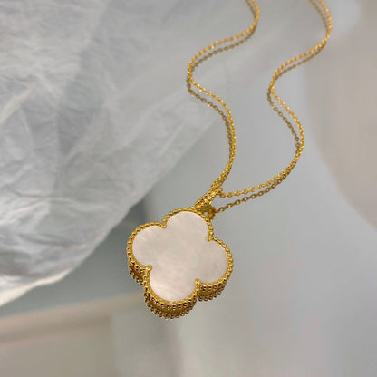 [Perla Lux]CLOVER 25MM MOP LARGE PENDANT NECKLACE