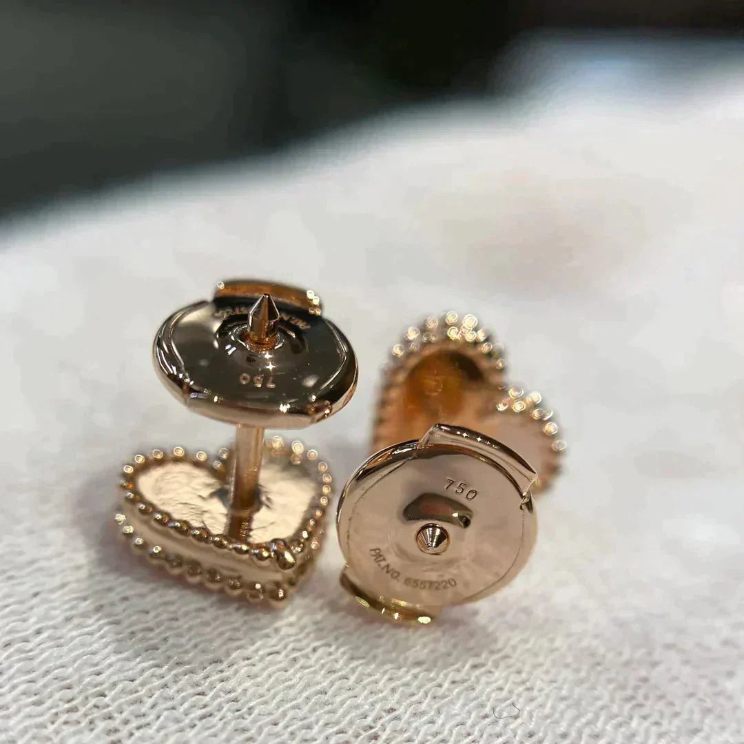 [Perla Lux]HEART CARNELIAN STUD EARRINGS