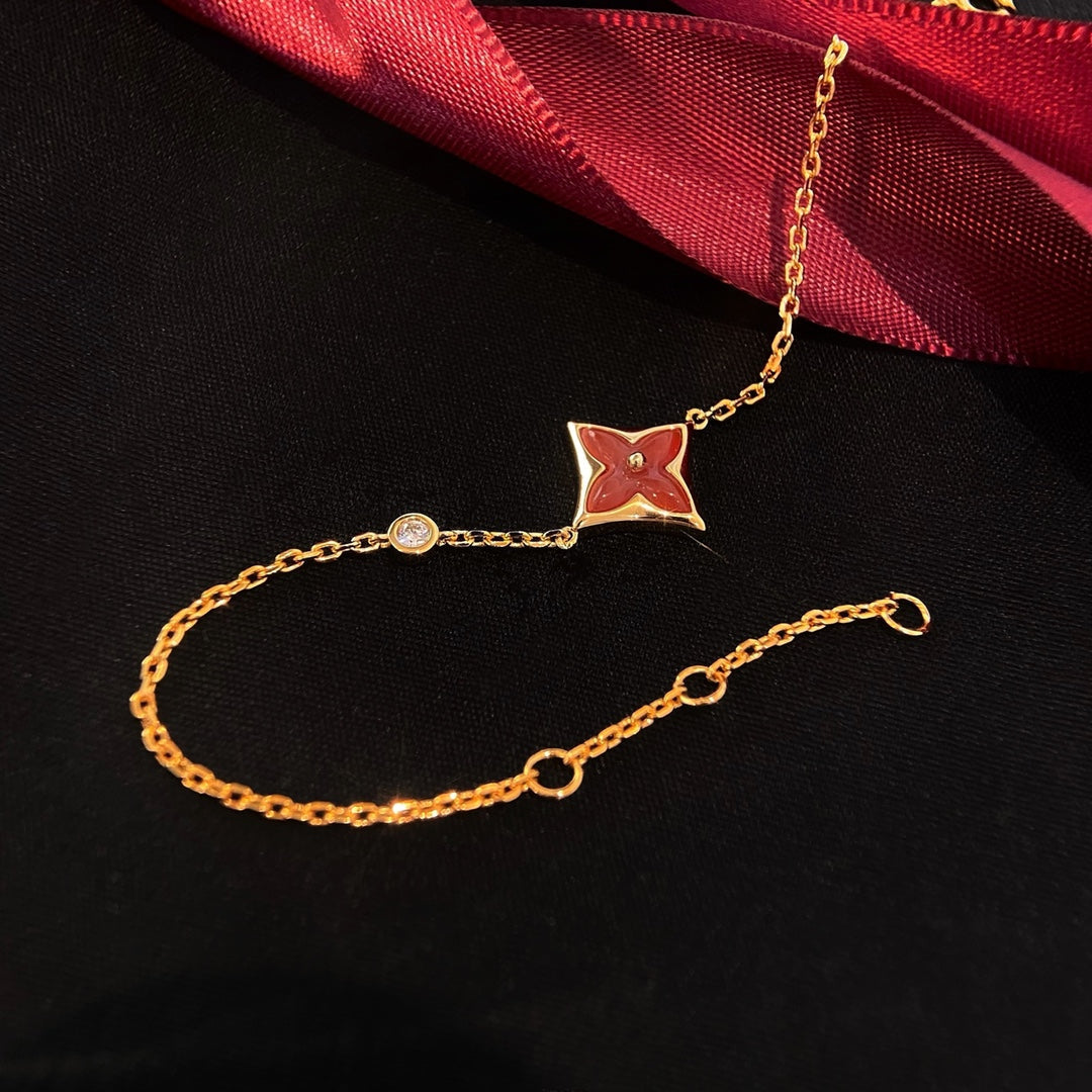 [Perla Lux]COLOR STAR CARNELIAN PINK GOLD DIAMOND BRACELET