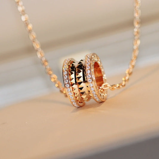 [Perla Lux]ZERO 1 ROCK PEDANT PINK GOLD NECKLACE