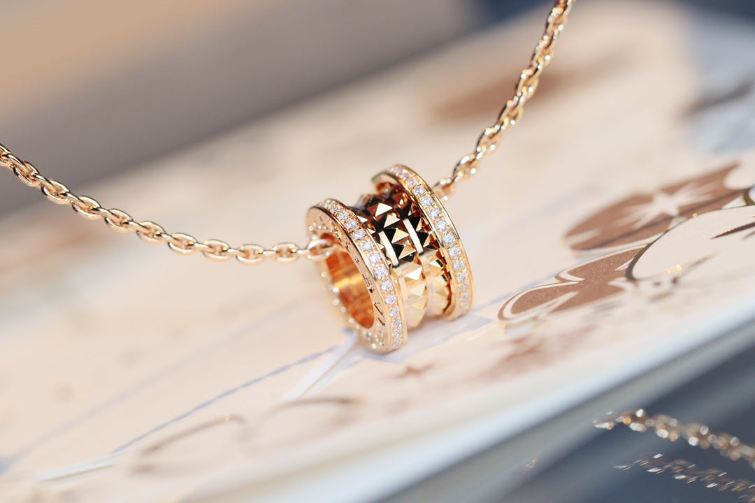 [Perla Lux]ZERO 1 ROCK PEDANT PINK GOLD NECKLACE