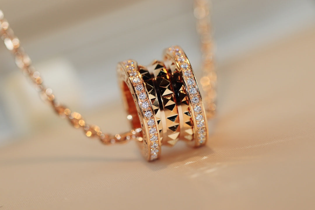 [Perla Lux]ZERO 1 ROCK PEDANT PINK GOLD NECKLACE