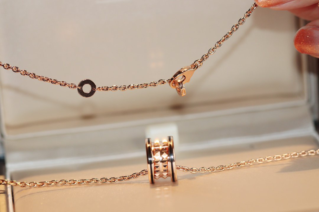 [Perla Lux]ZERO 1 ROCK PEDANT PINK GOLD BLACK NECKLACE