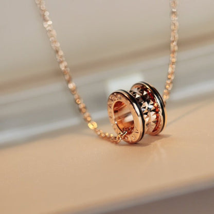 [Perla Lux]ZERO 1 ROCK PEDANT PINK GOLD BLACK NECKLACE