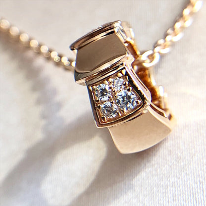 [Perla Lux]SERPENTI PEDANT DIAMOND PINK GOLD NECKLACE