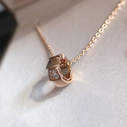 [Perla Lux]SERPENTI PEDANT DIAMOND PINK GOLD NECKLACE