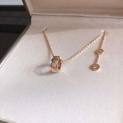 [Perla Lux]SERPENTI PEDANT DIAMOND PINK GOLD NECKLACE