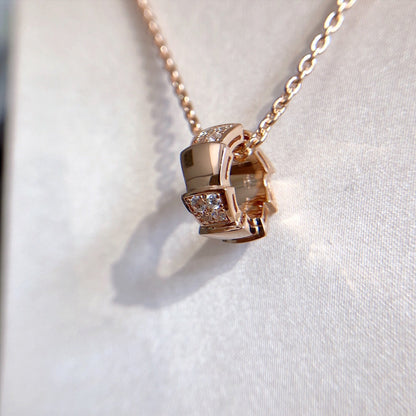 [Perla Lux]SERPENTI PEDANT DIAMOND PINK GOLD NECKLACE